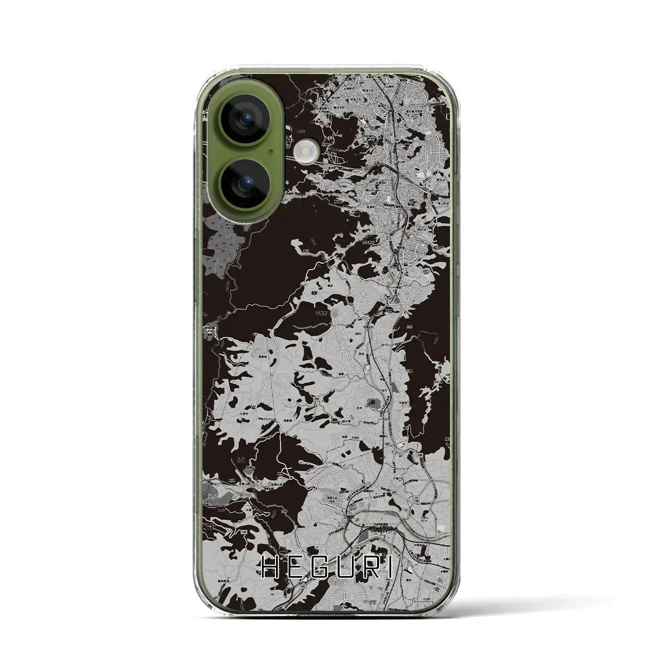 【平群(奈良県)】地図柄iPhoneケース(クリアタイプ)モノトーン・iPhone 17 Pro Max 用