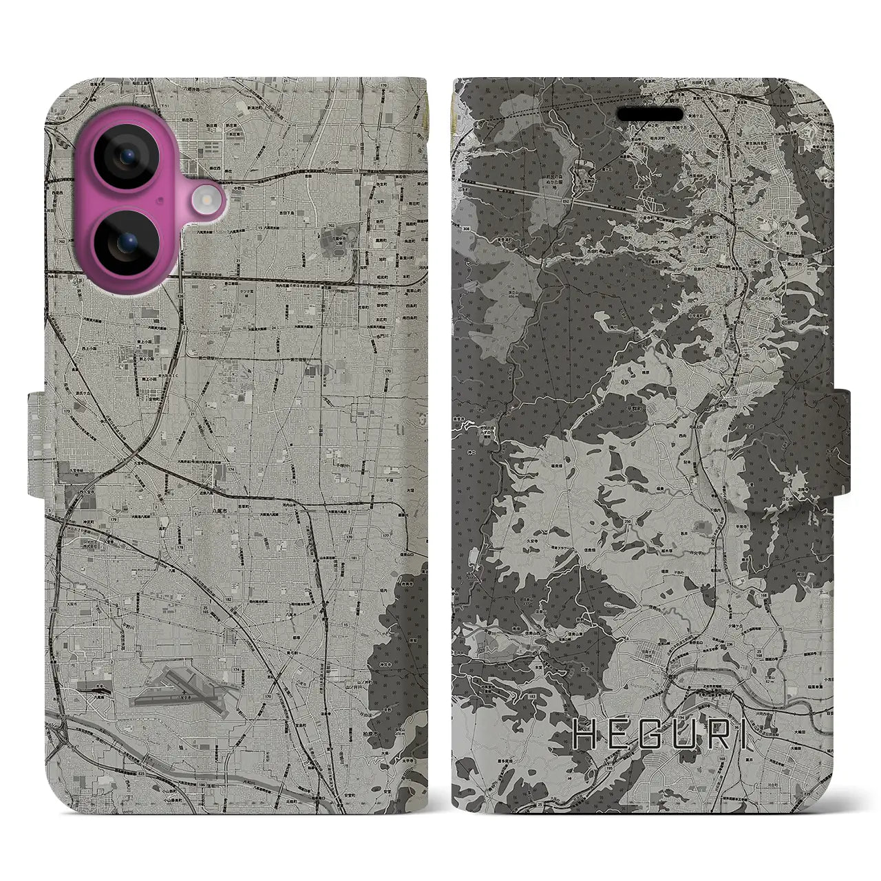 【平群(奈良県)】地図柄iPhoneケース(手帳タイプ)