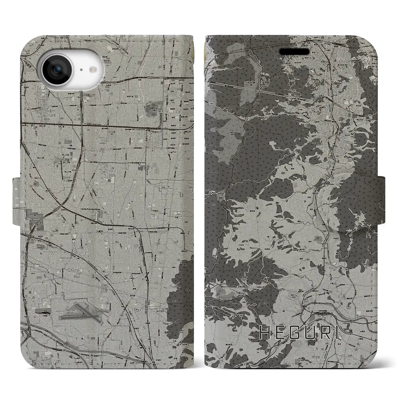 【平群(奈良県)】地図柄iPhoneケース(手帳タイプ)