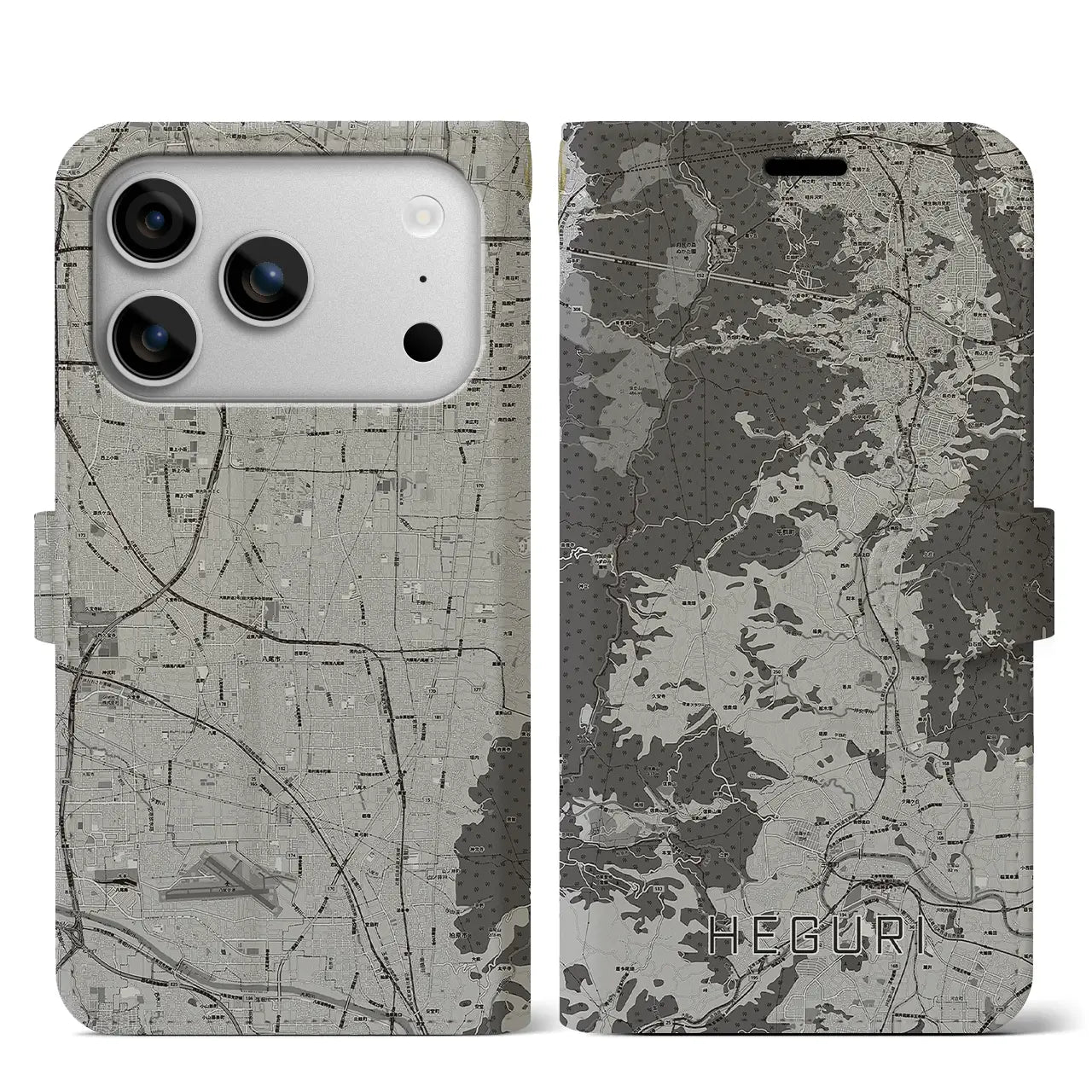 【平群(奈良県)】地図柄iPhoneケース(手帳タイプ)