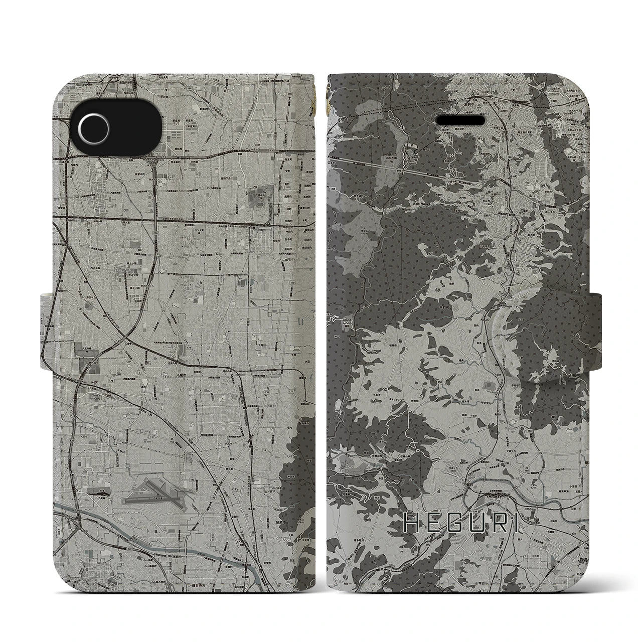 【平群(奈良県)】地図柄iPhoneケース(手帳タイプ)