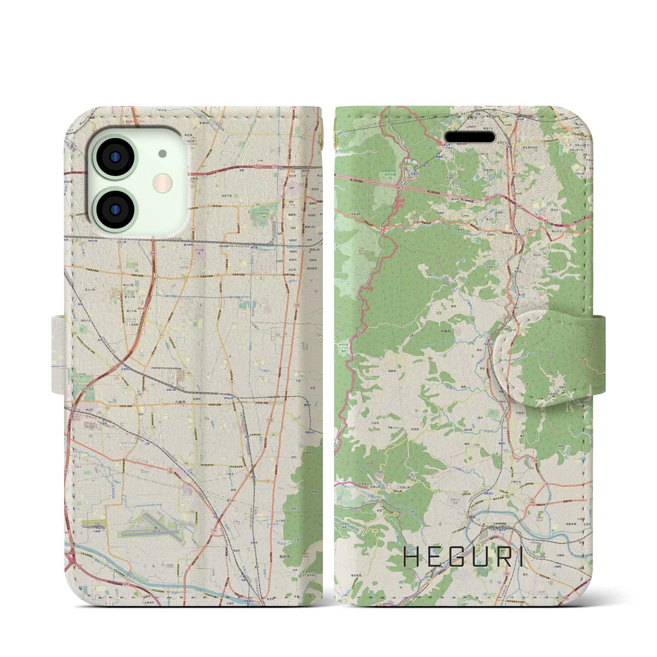 【平群(奈良県)】地図柄iPhoneケース(手帳タイプ)