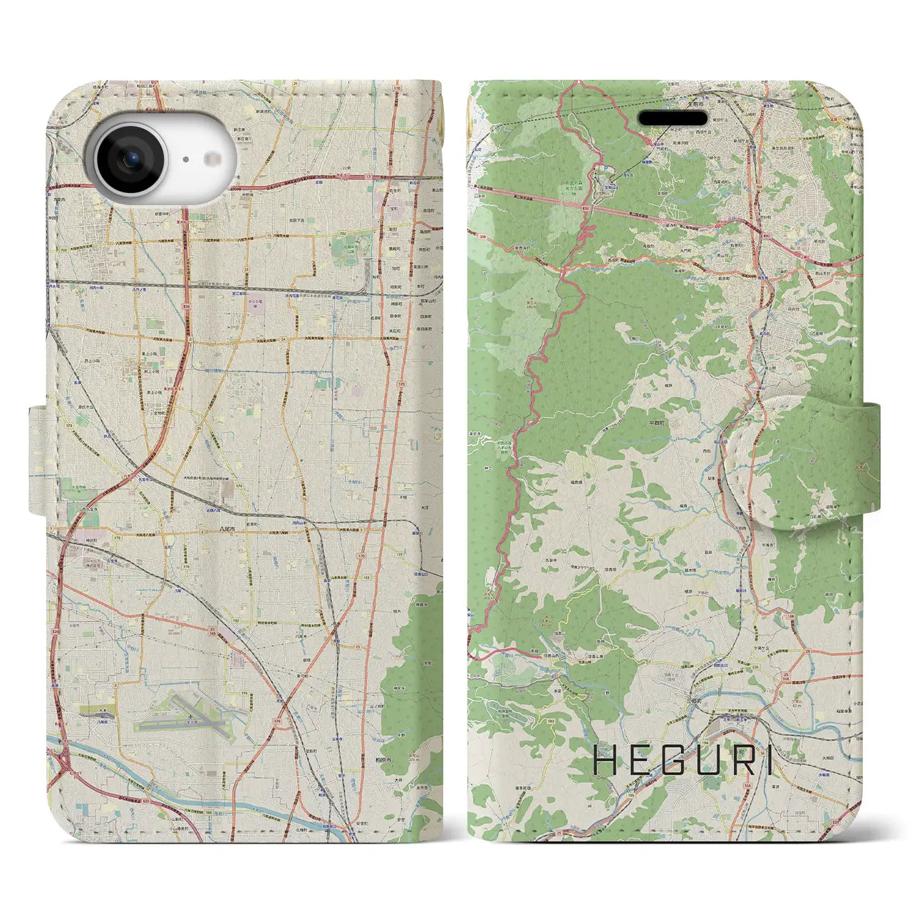 【平群(奈良県)】地図柄iPhoneケース(手帳タイプ)