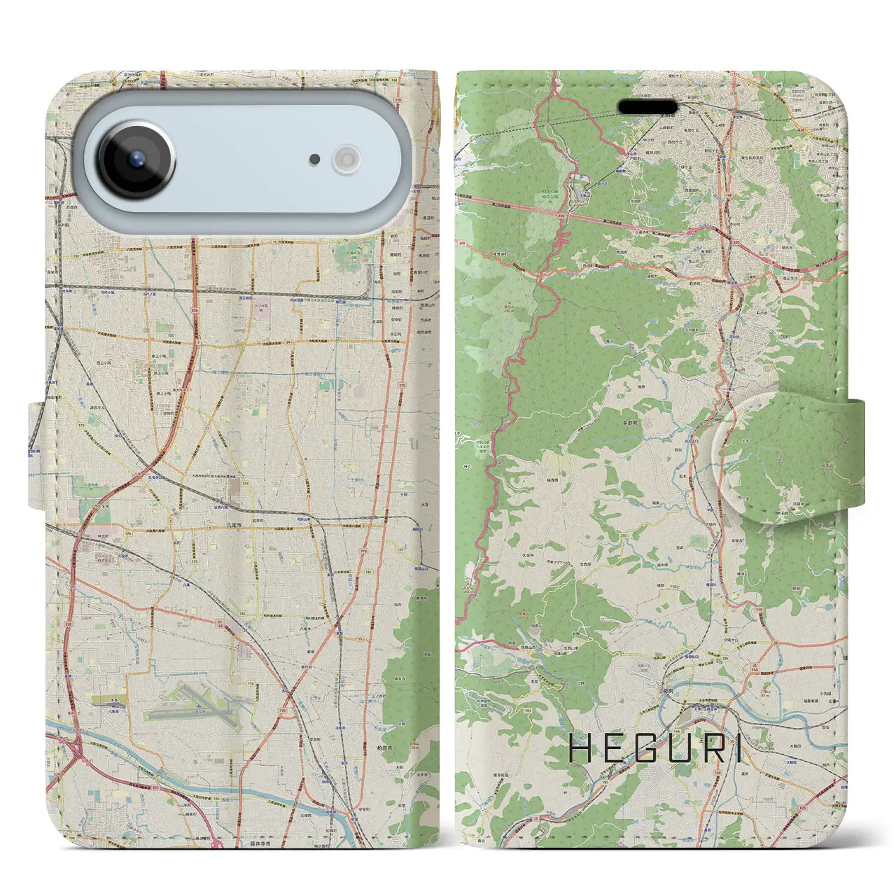 【平群(奈良県)】地図柄iPhoneケース(手帳タイプ)