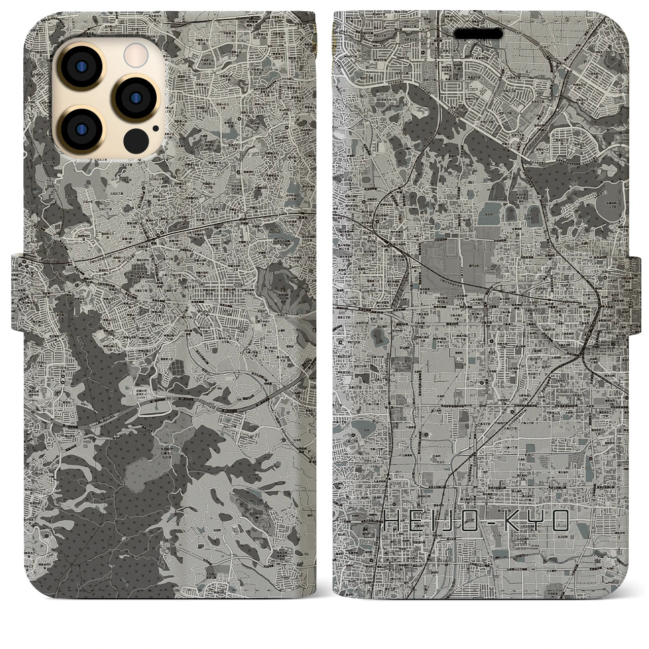 【平城京(奈良県)】地図柄iPhoneケース(手帳タイプ)