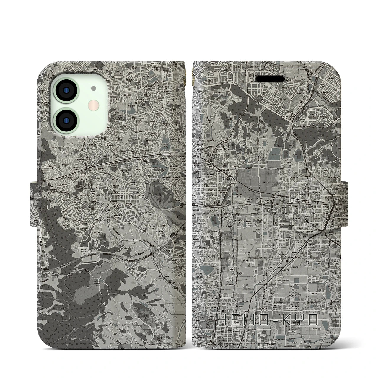 【平城京(奈良県)】地図柄iPhoneケース(手帳タイプ)