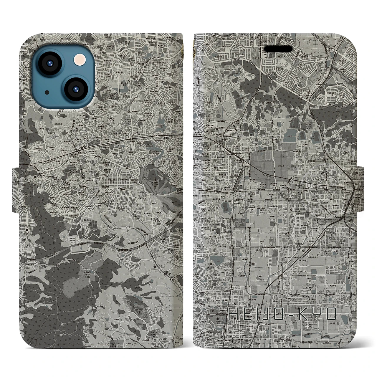 【平城京(奈良県)】地図柄iPhoneケース(手帳タイプ)