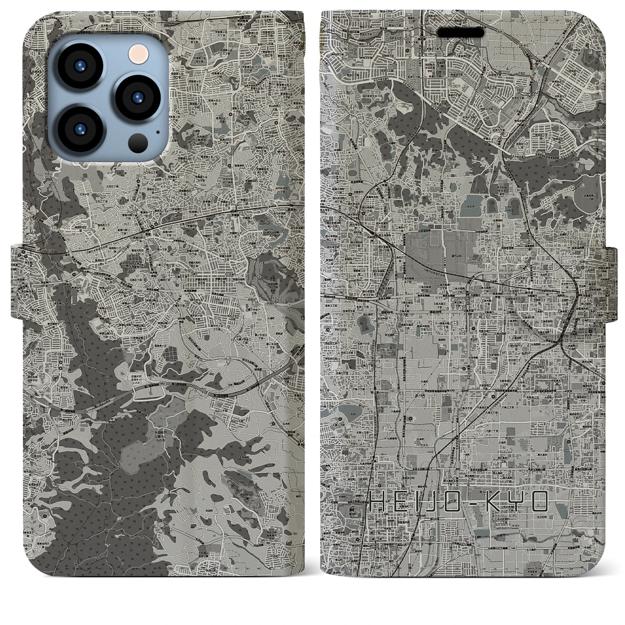 【平城京(奈良県)】地図柄iPhoneケース(手帳タイプ)