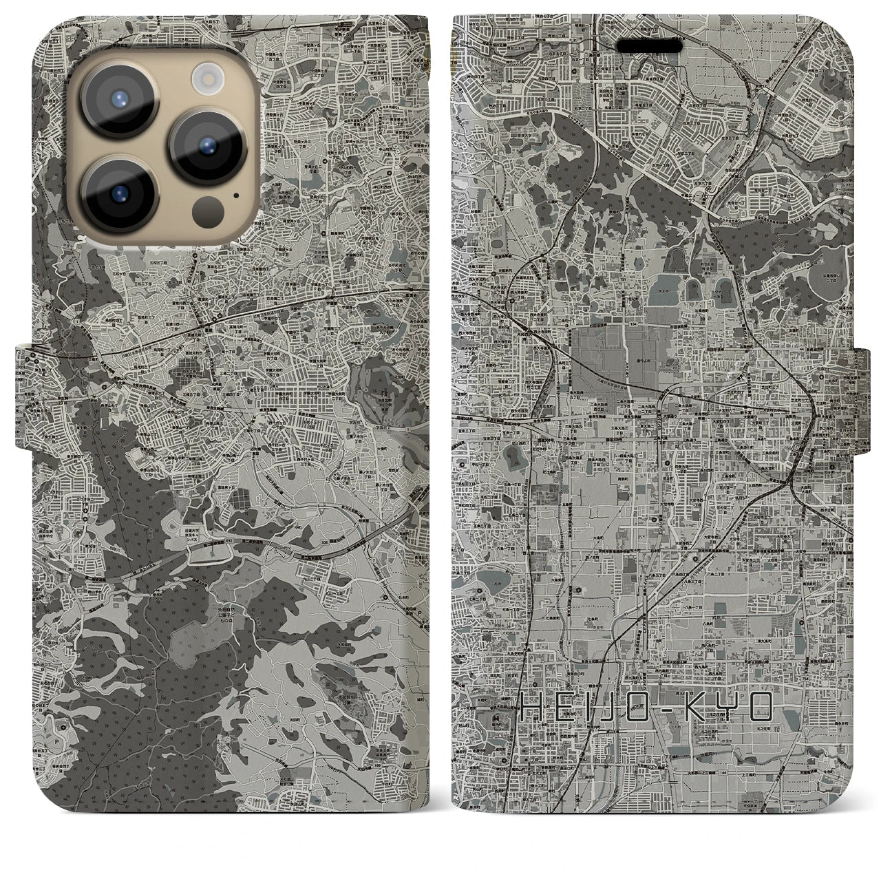 【平城京(奈良県)】地図柄iPhoneケース(手帳タイプ)