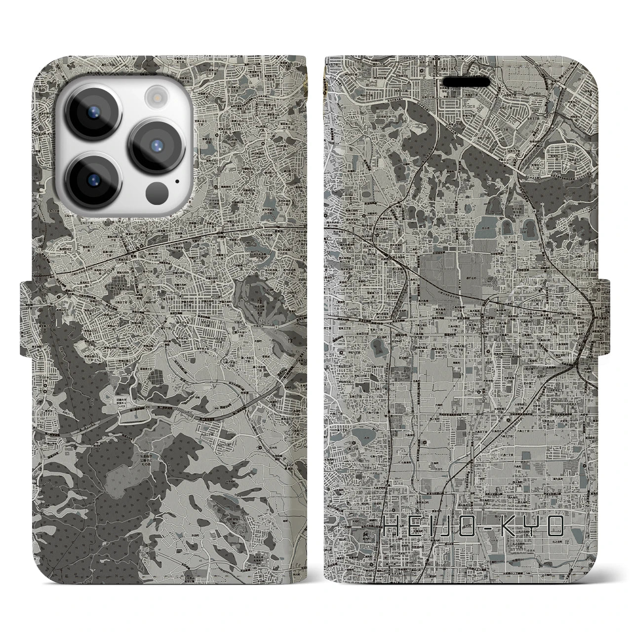 【平城京(奈良県)】地図柄iPhoneケース(手帳タイプ)