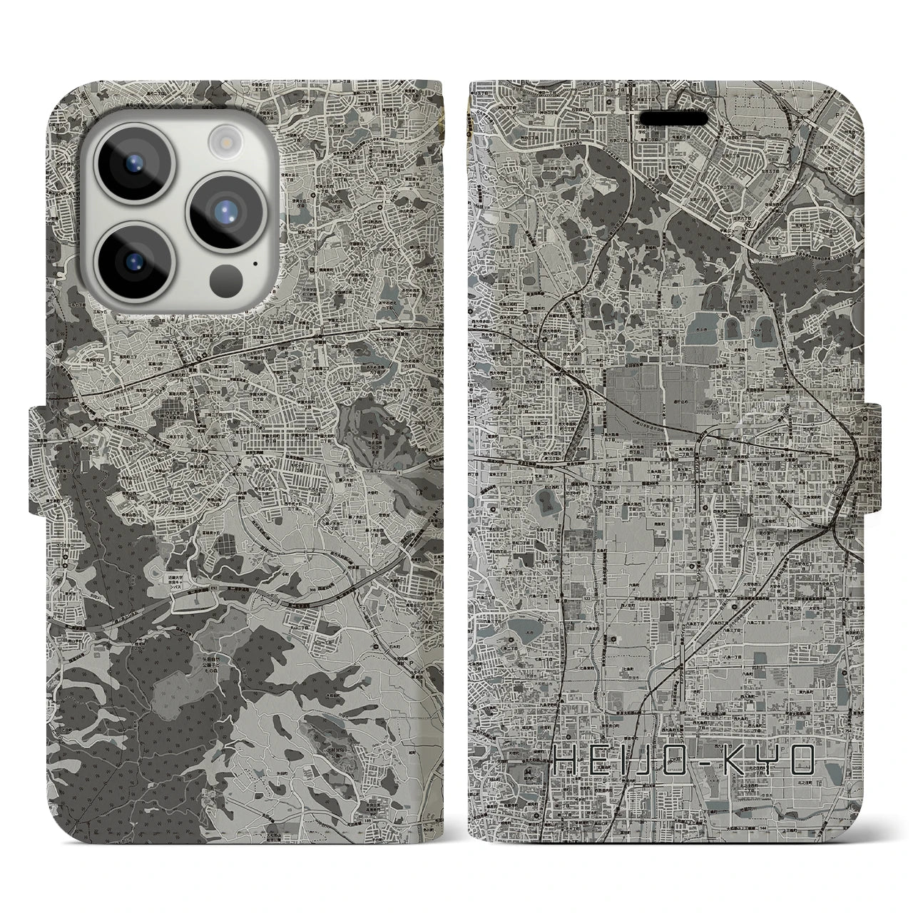 【平城京(奈良県)】地図柄iPhoneケース(手帳タイプ)