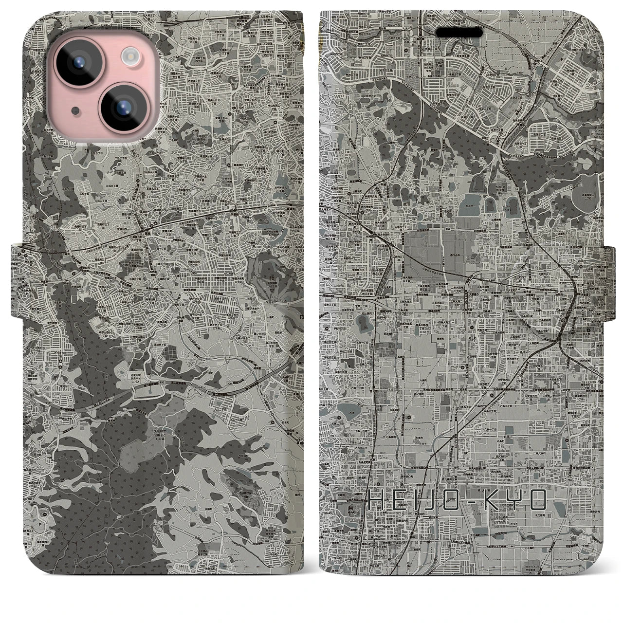 【平城京(奈良県)】地図柄iPhoneケース(手帳タイプ)