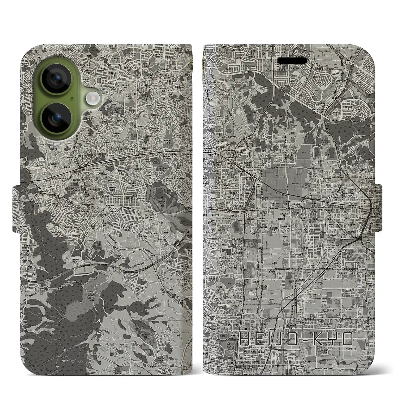 【平城京(奈良県)】地図柄iPhoneケース(手帳タイプ)