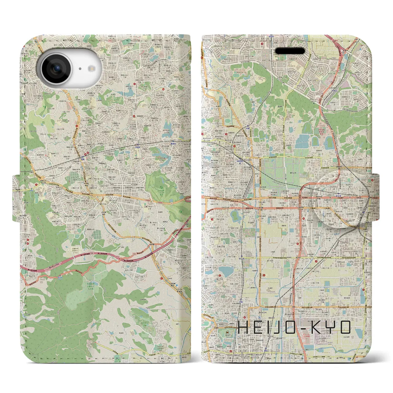 【平城京(奈良県)】地図柄iPhoneケース(手帳タイプ)