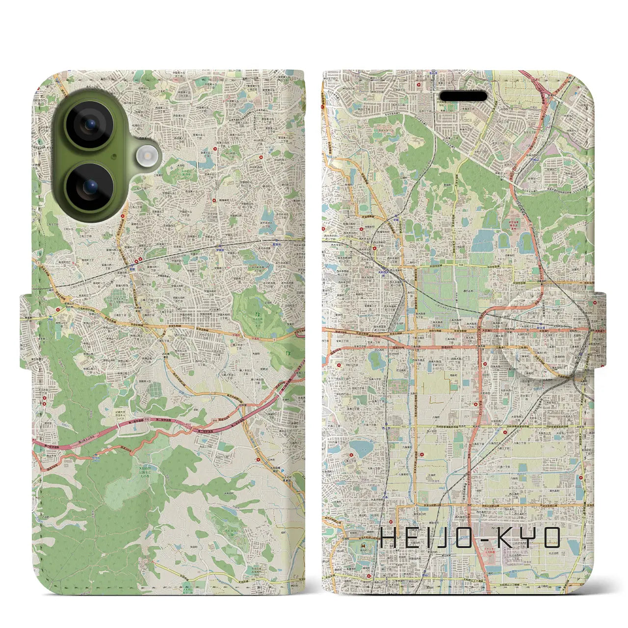 【平城京(奈良県)】地図柄iPhoneケース(手帳タイプ)ナチュラル・iPhone 17 Pro Max 用