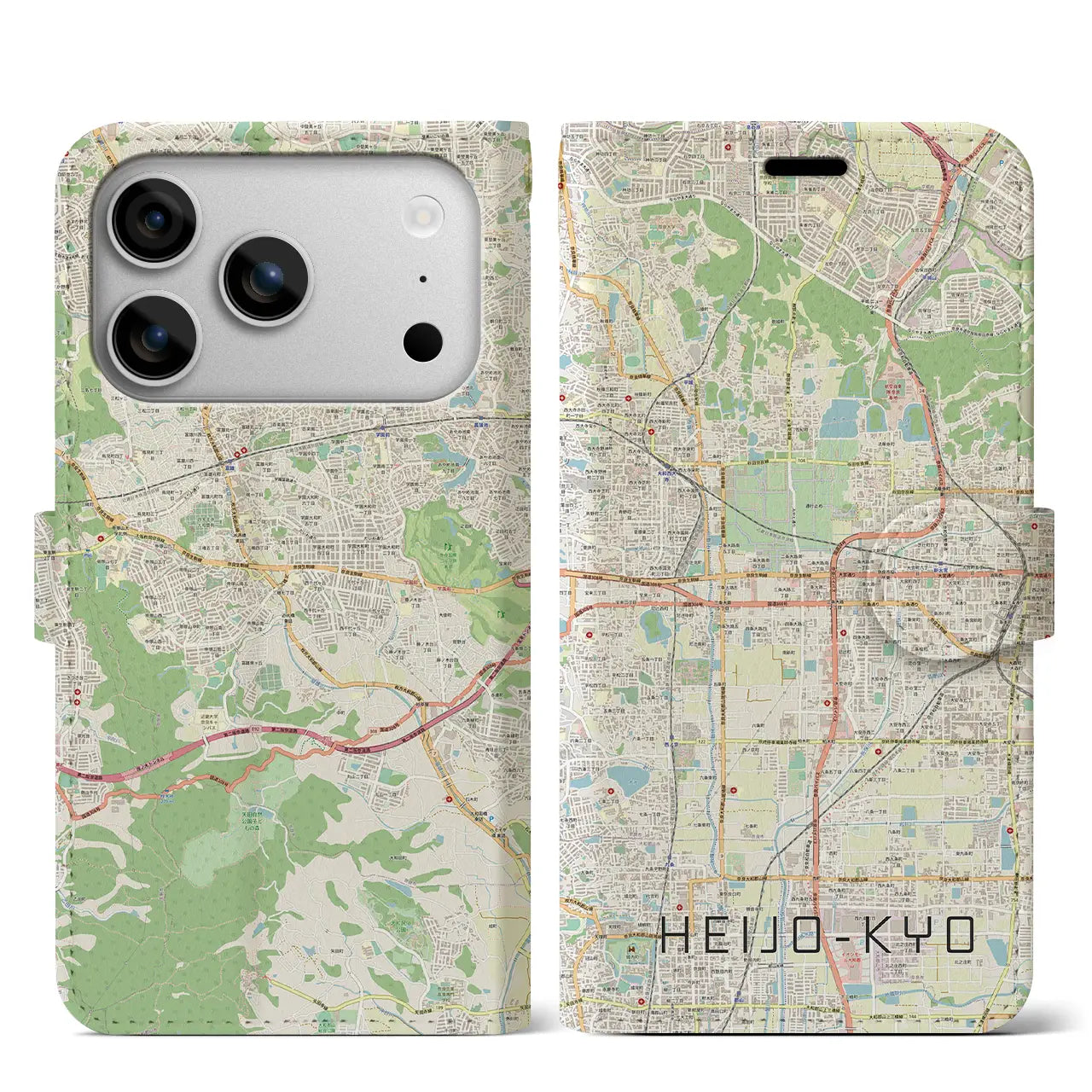 【平城京(奈良県)】地図柄iPhoneケース(手帳タイプ)