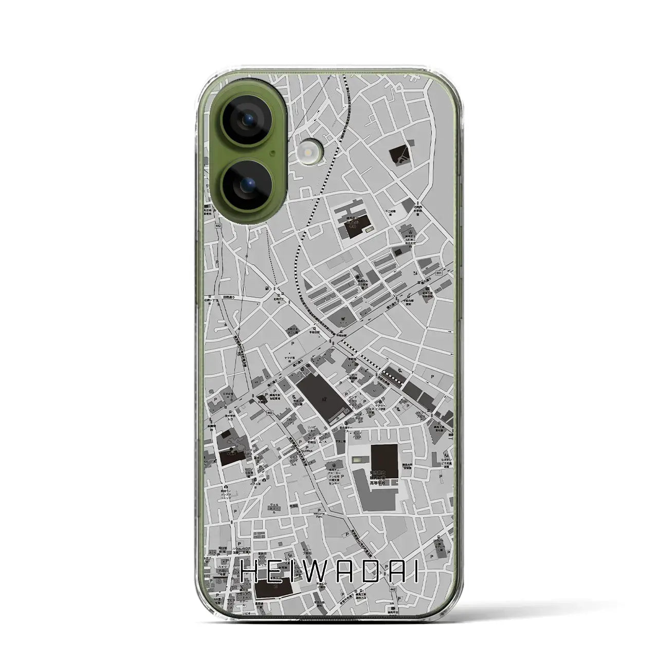 【平和台(東京都)】地図柄iPhoneケース(クリアタイプ)モノトーン・iPhone 17 Pro Max 用