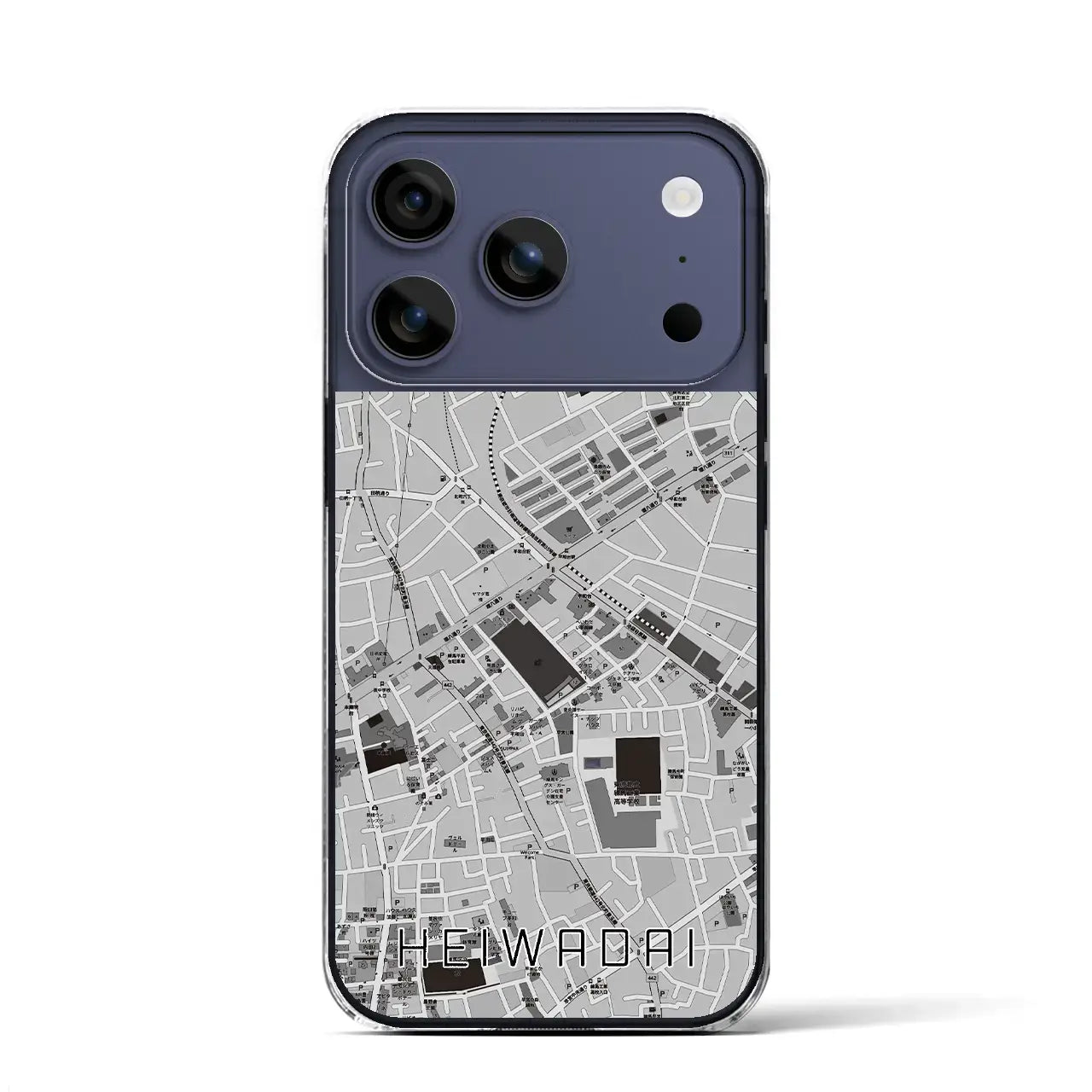 【平和台(東京都)】地図柄iPhoneケース(クリアタイプ)モノトーン・iPhone 17 Pro Max 用