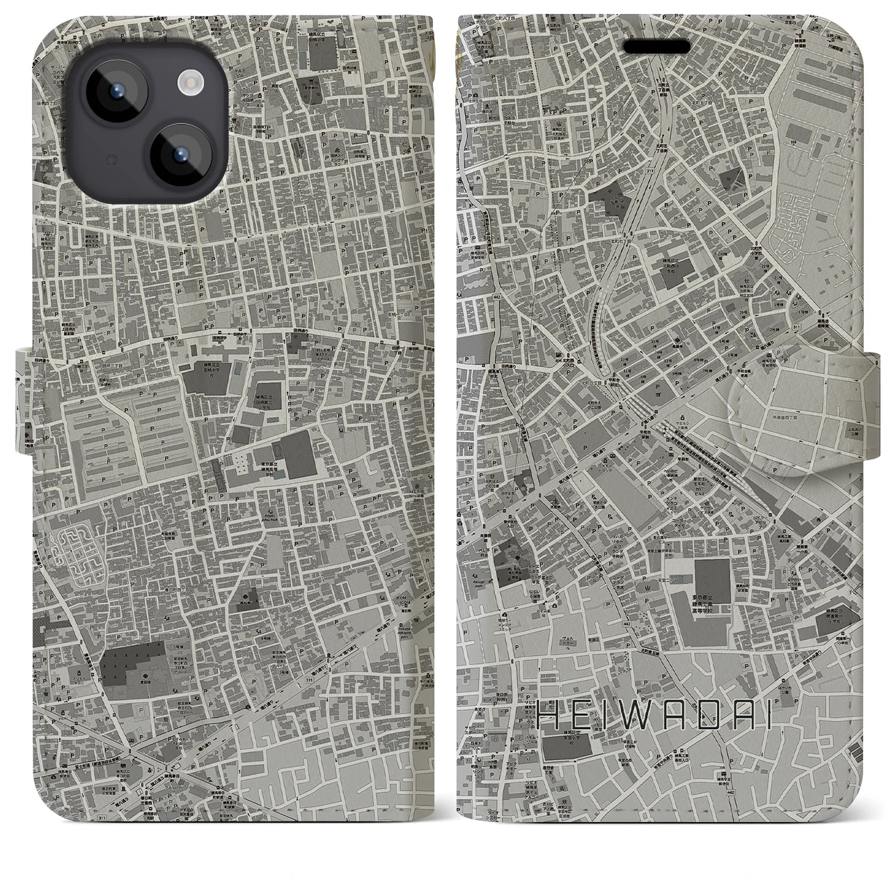 【平和台(東京都)】地図柄iPhoneケース(手帳タイプ)