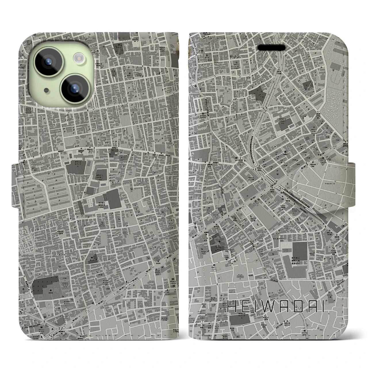 【平和台(東京都)】地図柄iPhoneケース(手帳タイプ)