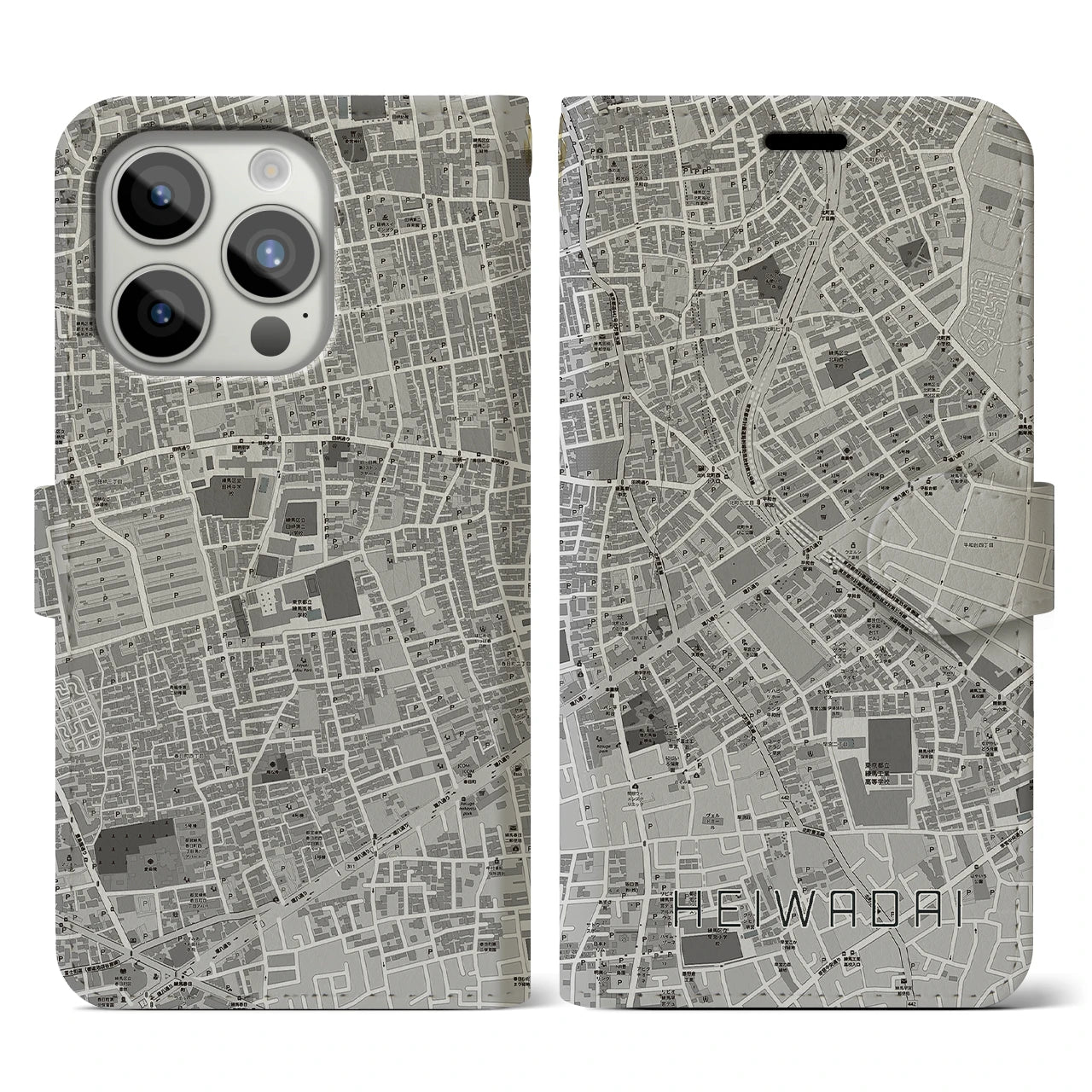 【平和台(東京都)】地図柄iPhoneケース(手帳タイプ)
