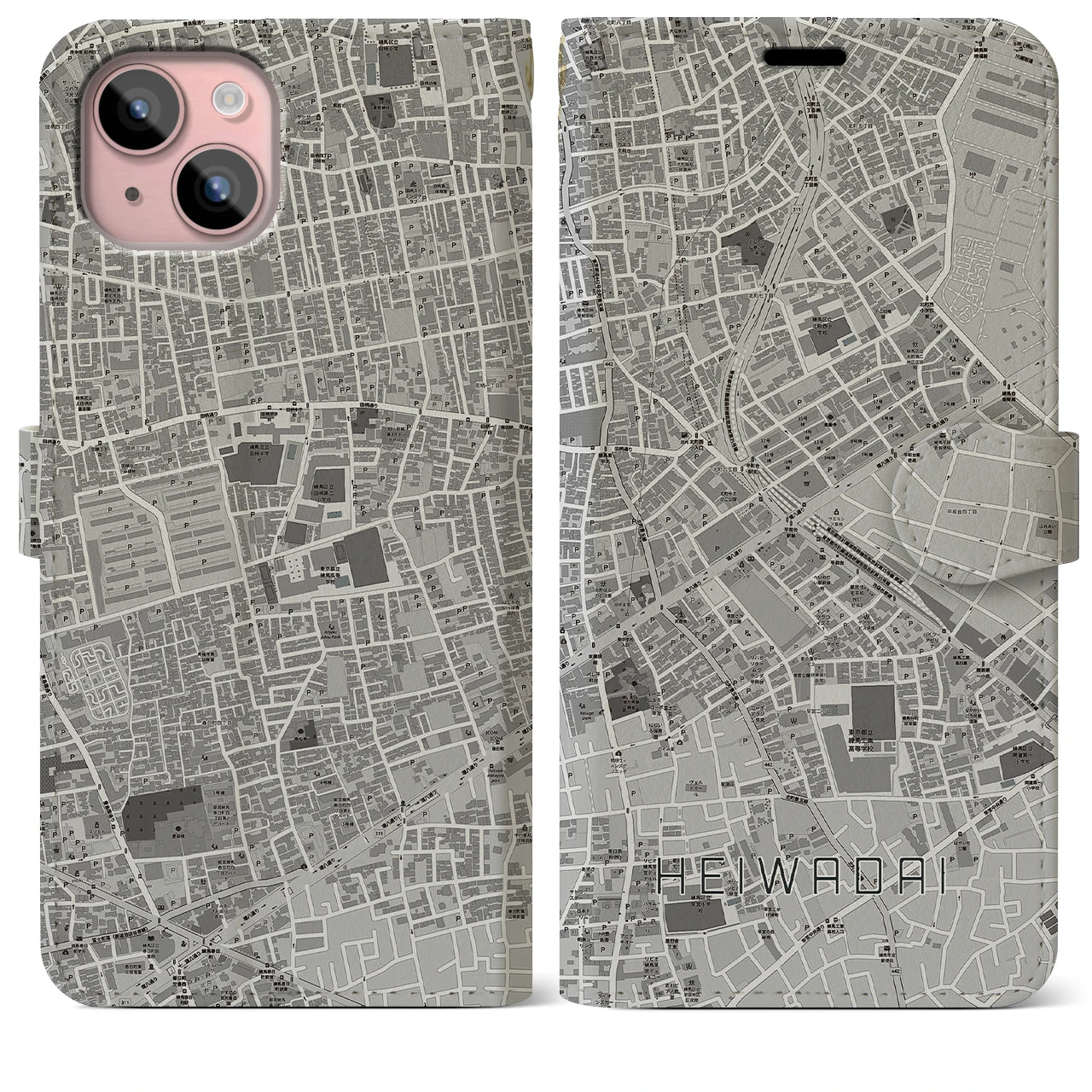 【平和台(東京都)】地図柄iPhoneケース(手帳タイプ)