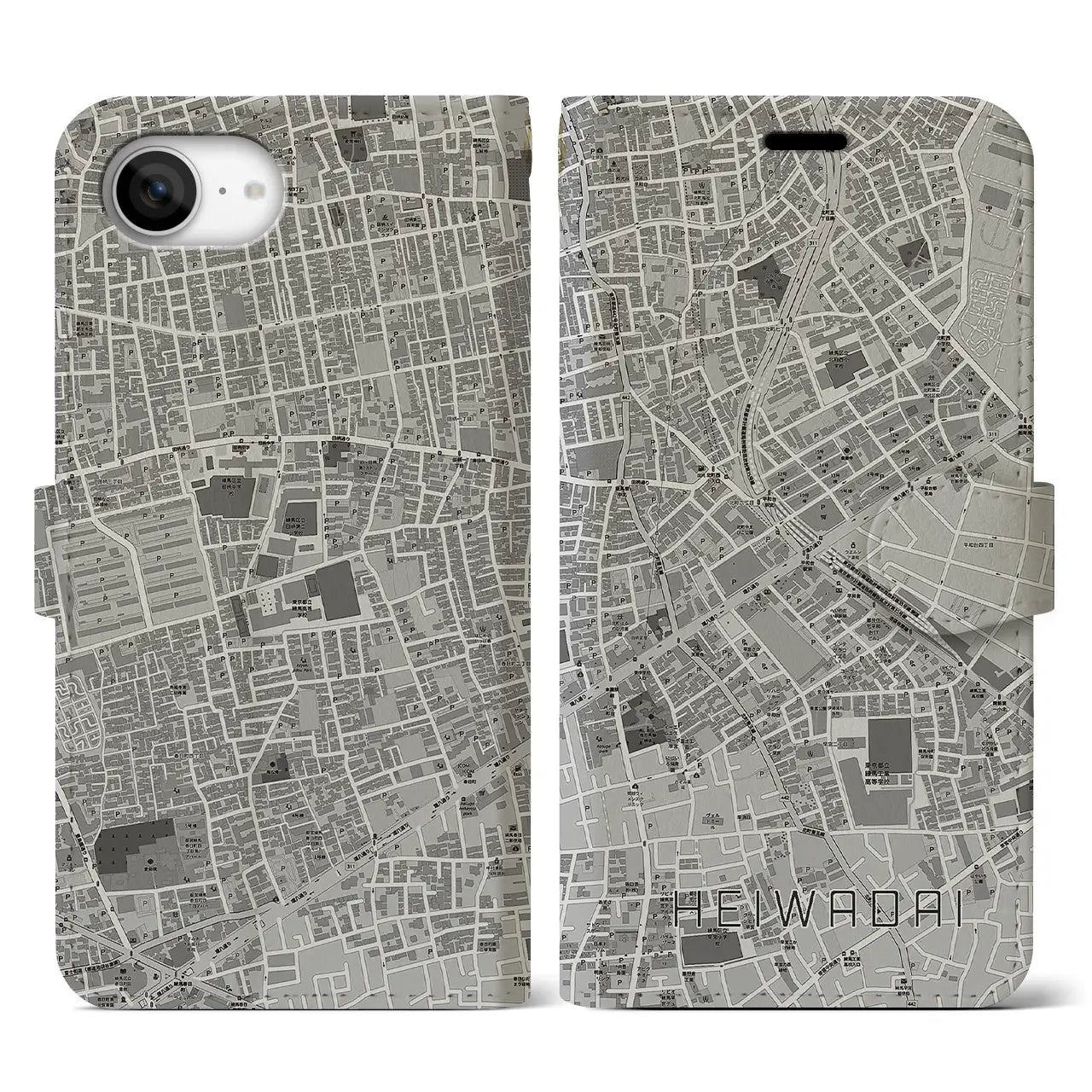 【平和台(東京都)】地図柄iPhoneケース(手帳タイプ)