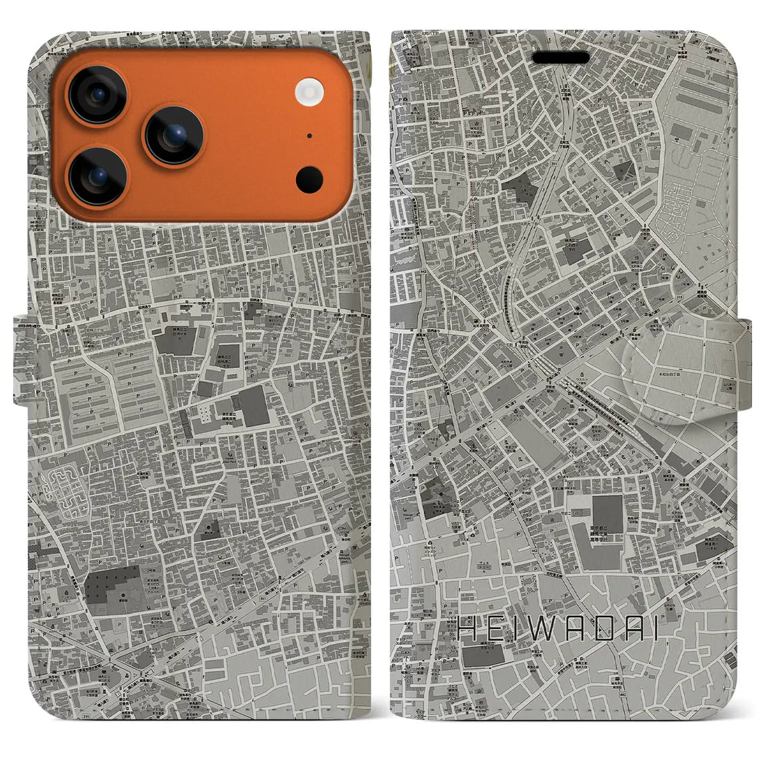 【平和台(東京都)】地図柄iPhoneケース(手帳タイプ)