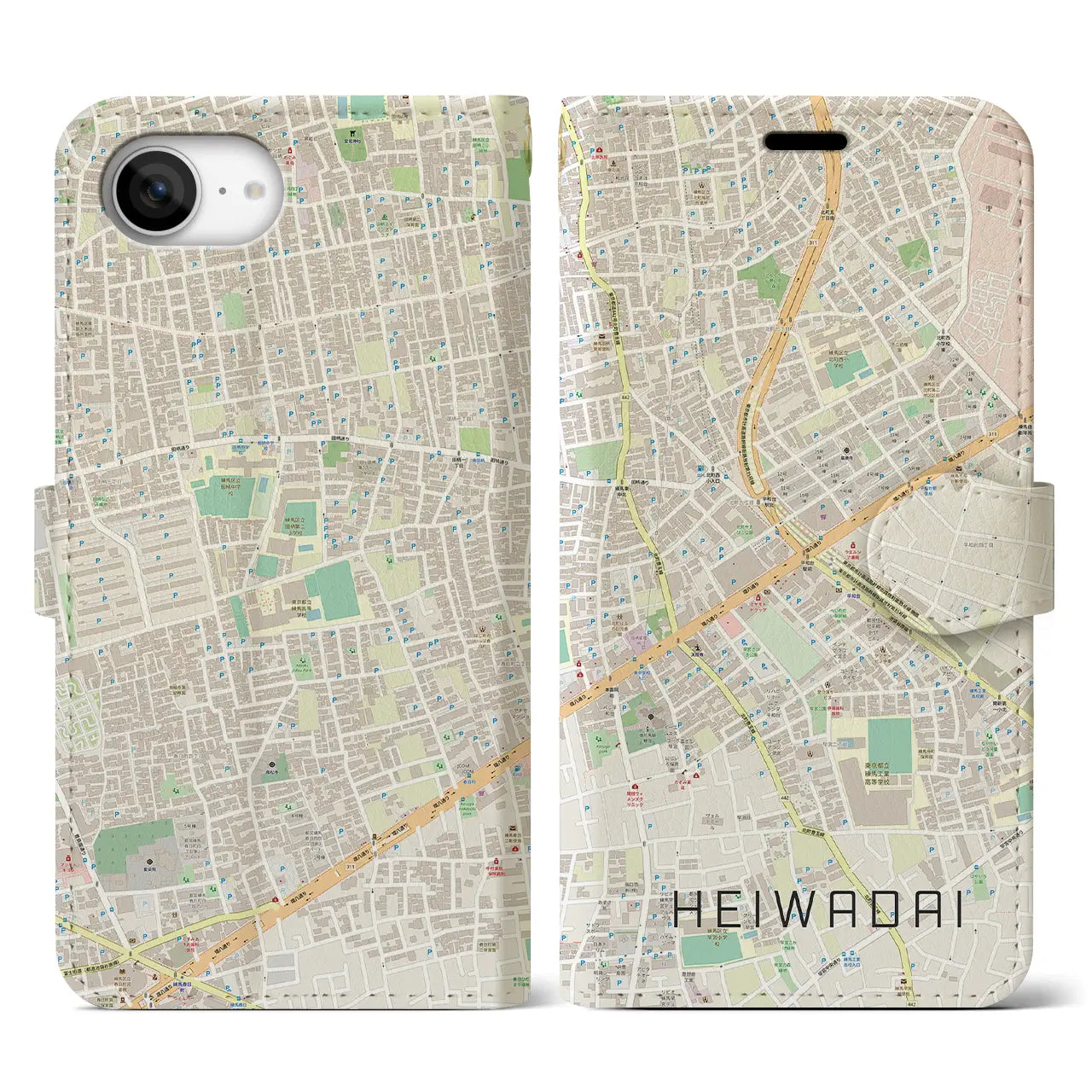 【平和台(東京都)】地図柄iPhoneケース(手帳タイプ)
