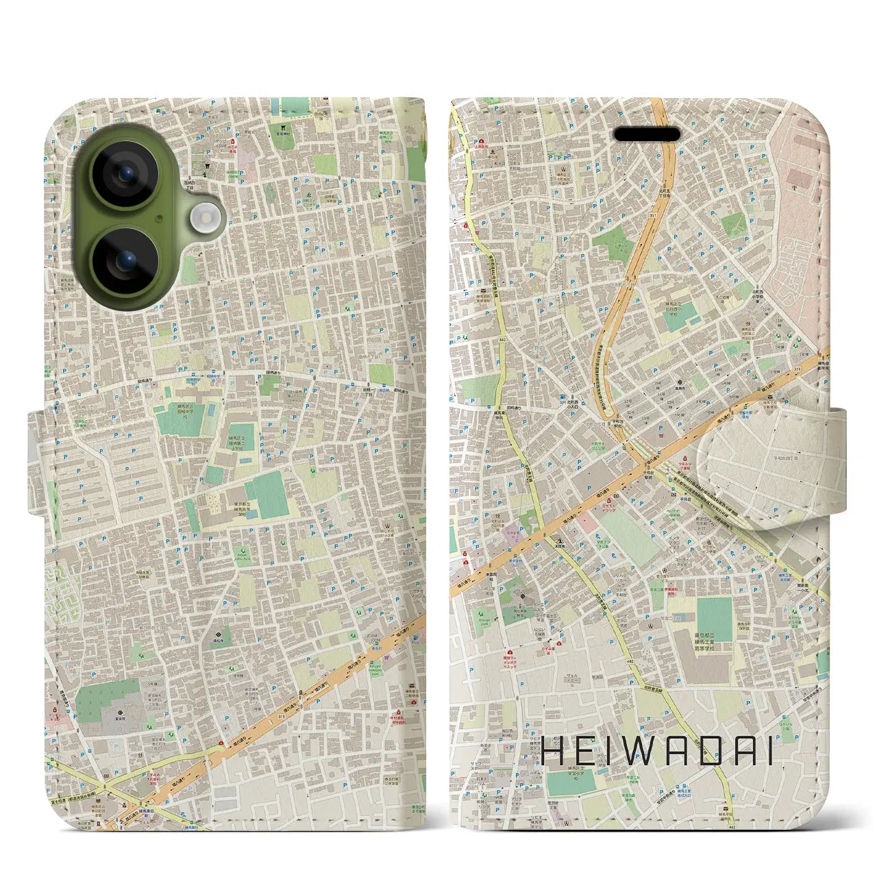 【平和台(東京都)】地図柄iPhoneケース(手帳タイプ)