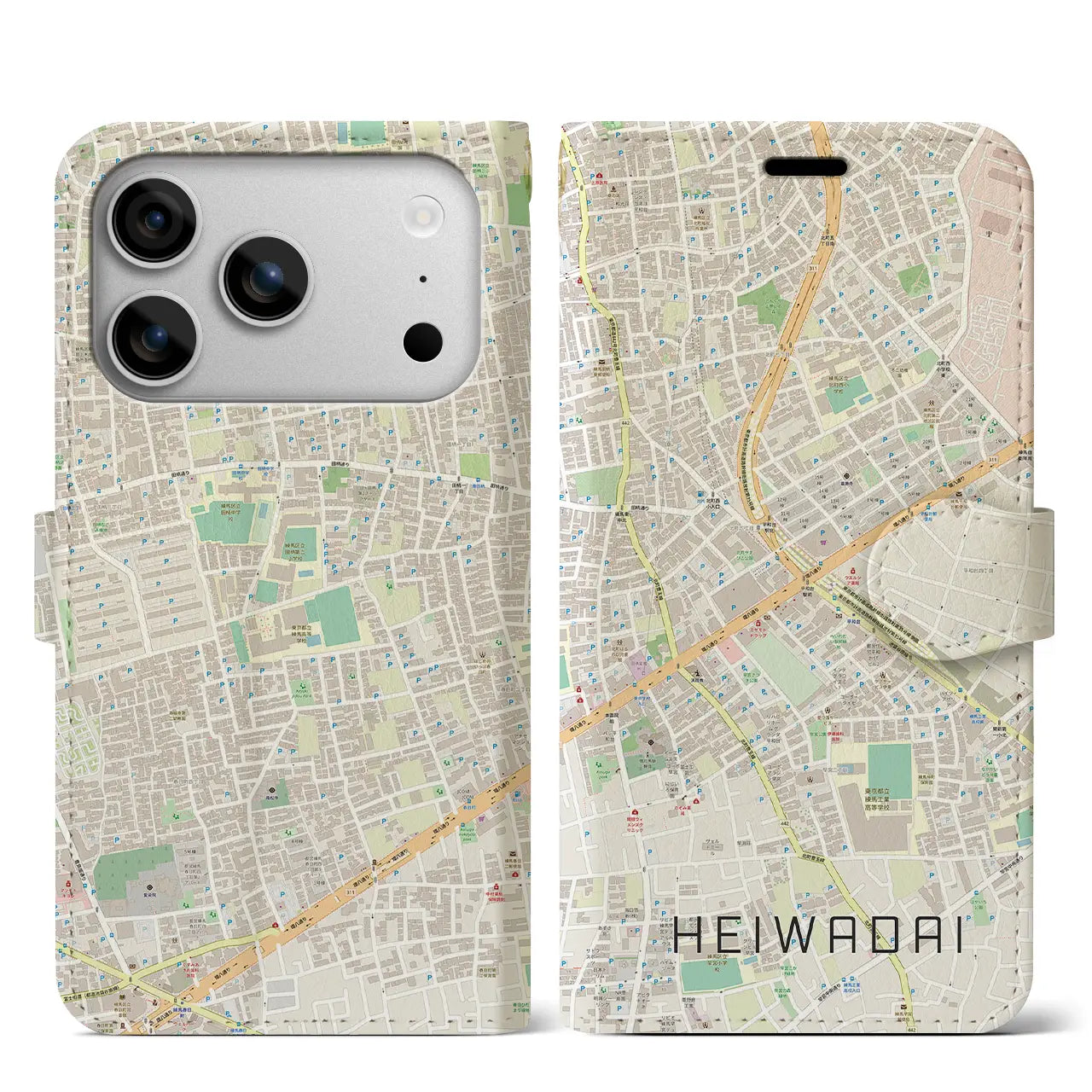 【平和台(東京都)】地図柄iPhoneケース(手帳タイプ)