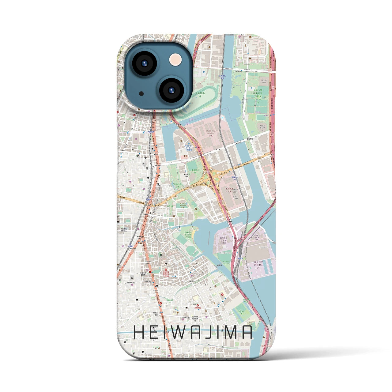 【平和島(東京都)】地図柄iPhoneケース(バックカバータイプ)