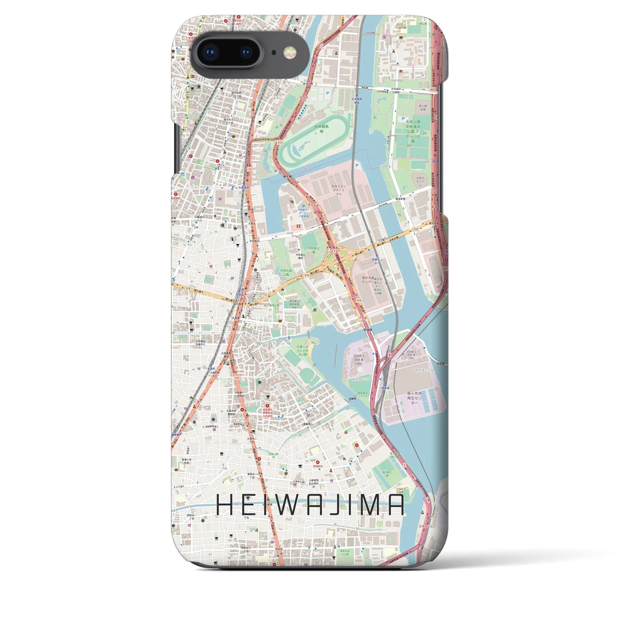 【平和島(東京都)】地図柄iPhoneケース(バックカバータイプ)