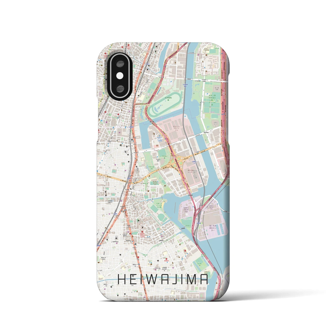 【平和島(東京都)】地図柄iPhoneケース(バックカバータイプ)