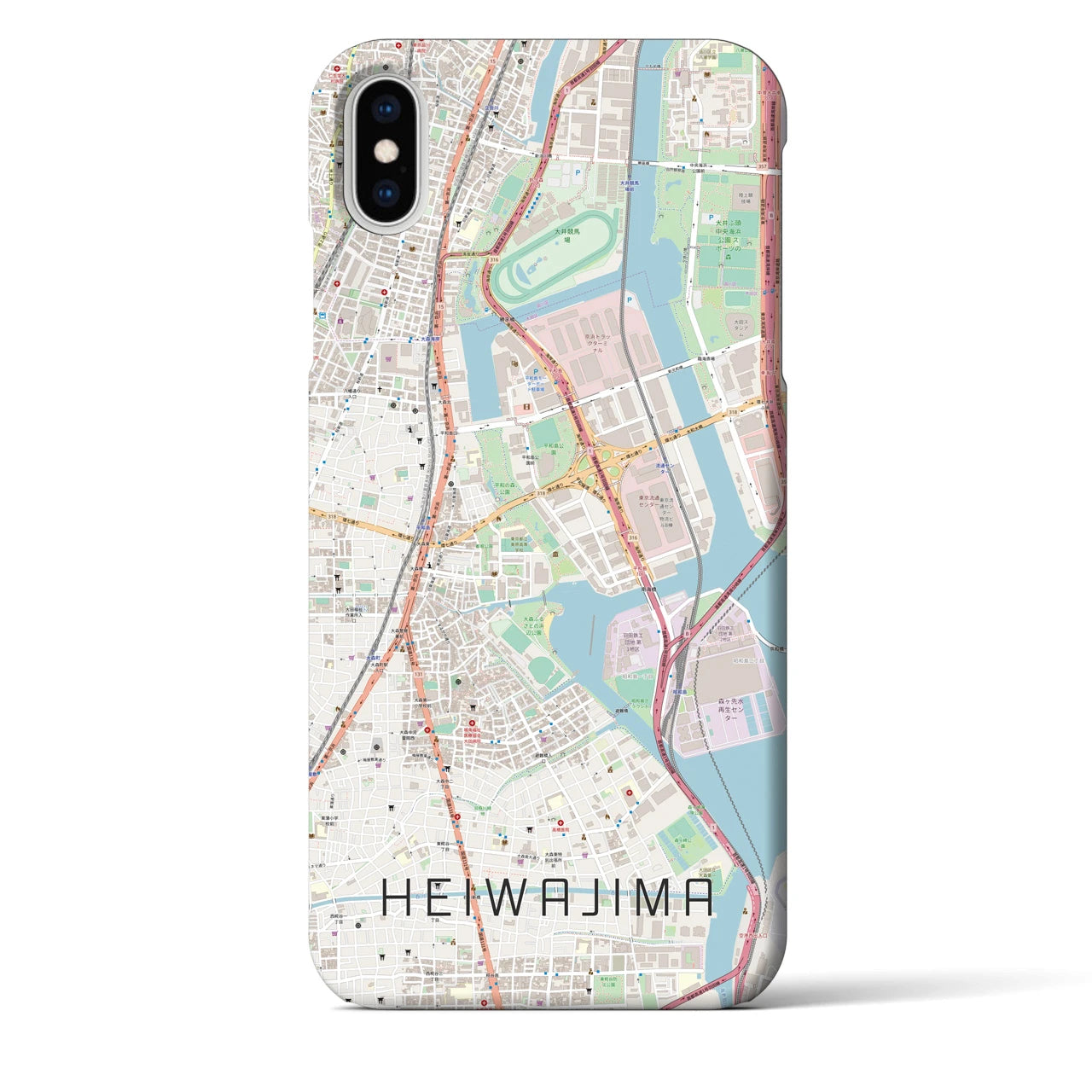 【平和島(東京都)】地図柄iPhoneケース(バックカバータイプ)