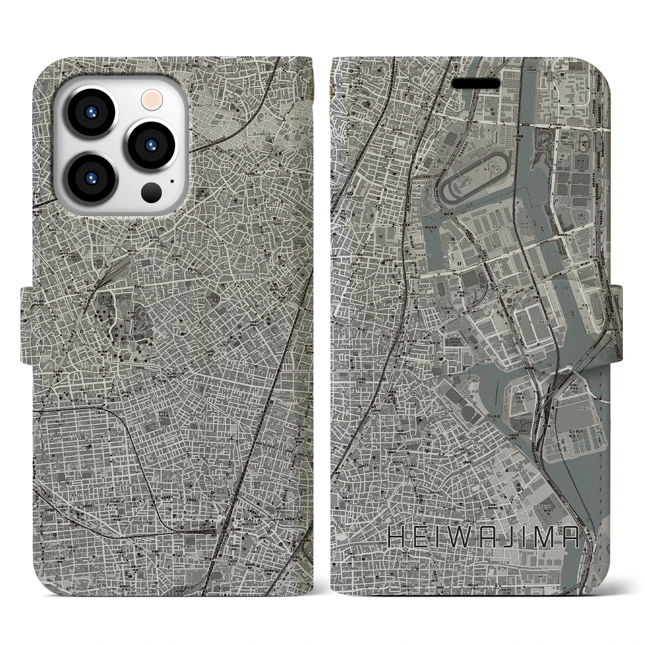 【平和島(東京都)】地図柄iPhoneケース(手帳タイプ)