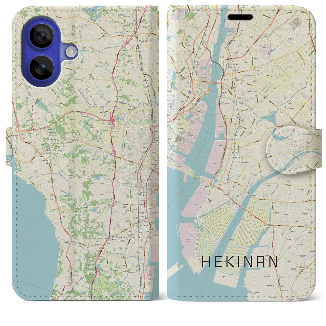 【碧南(愛知県)】地図柄iPhoneケース(手帳タイプ)ナチュラル・iPhone 16 Pro Max 用