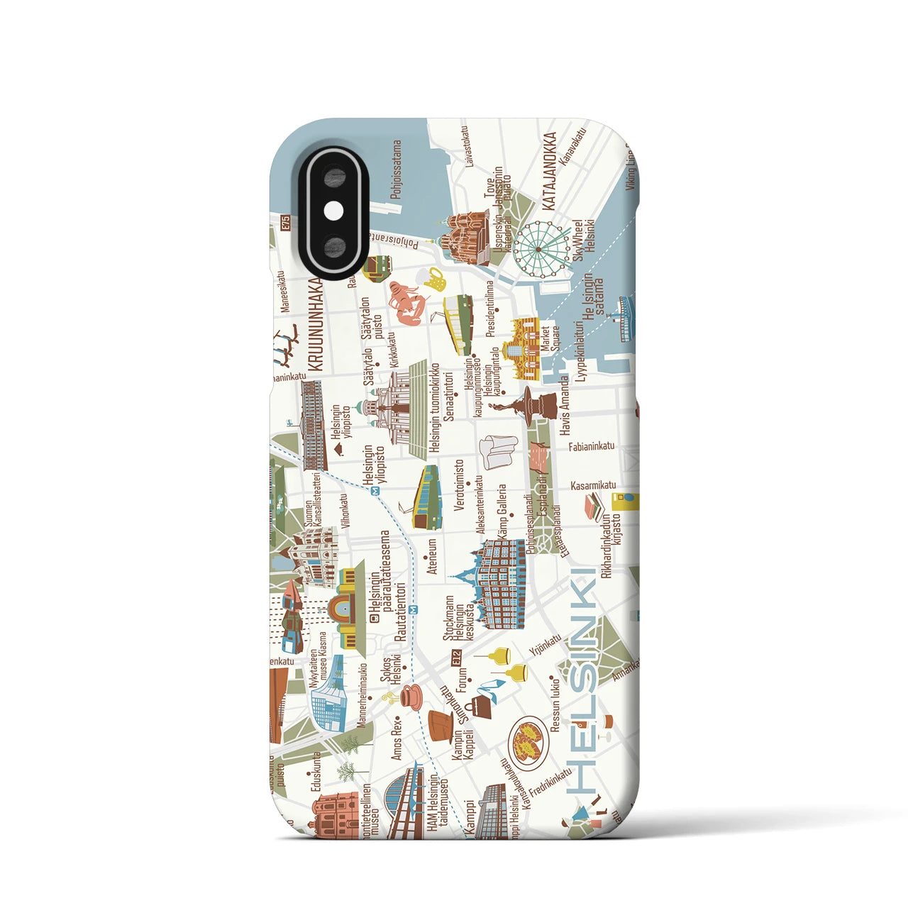 【ヘルシンキ】イラストマップiPhoneケース(バックカバータイプ)