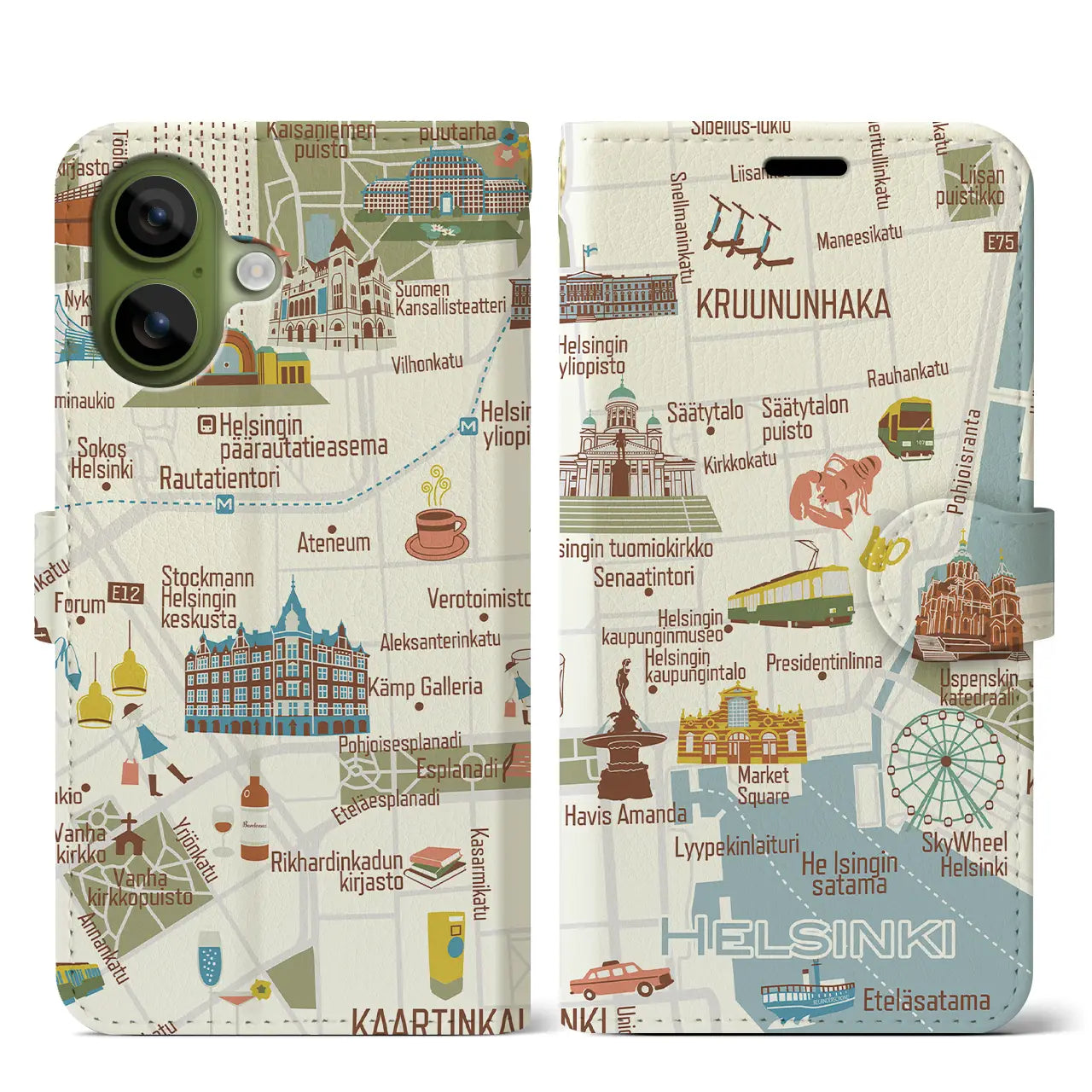 【ヘルシンキ】イラストマップiPhoneケース(手帳タイプ)