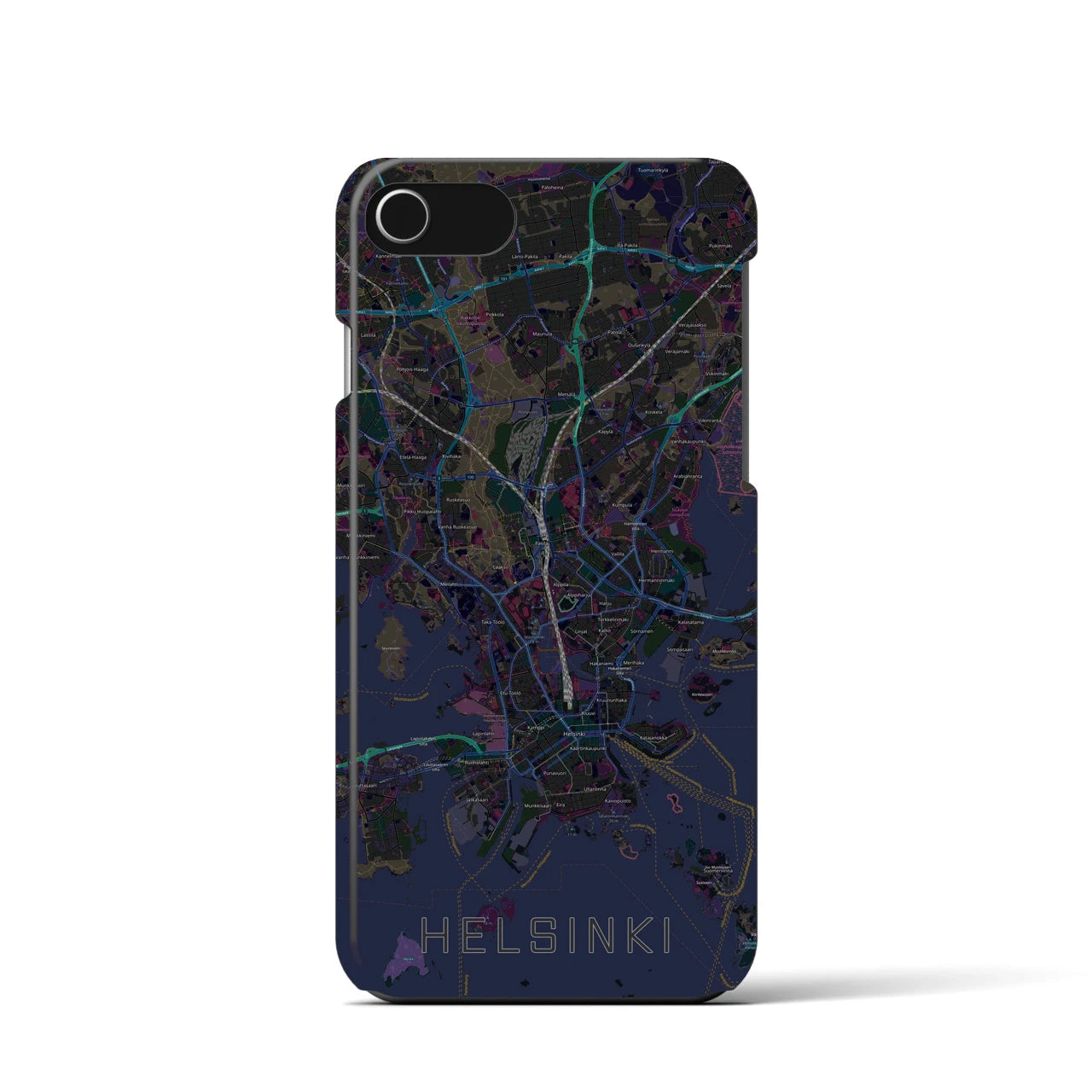 【ヘルシンキ(フィンランド)】地図柄iPhoneケース(バックカバータイプ)