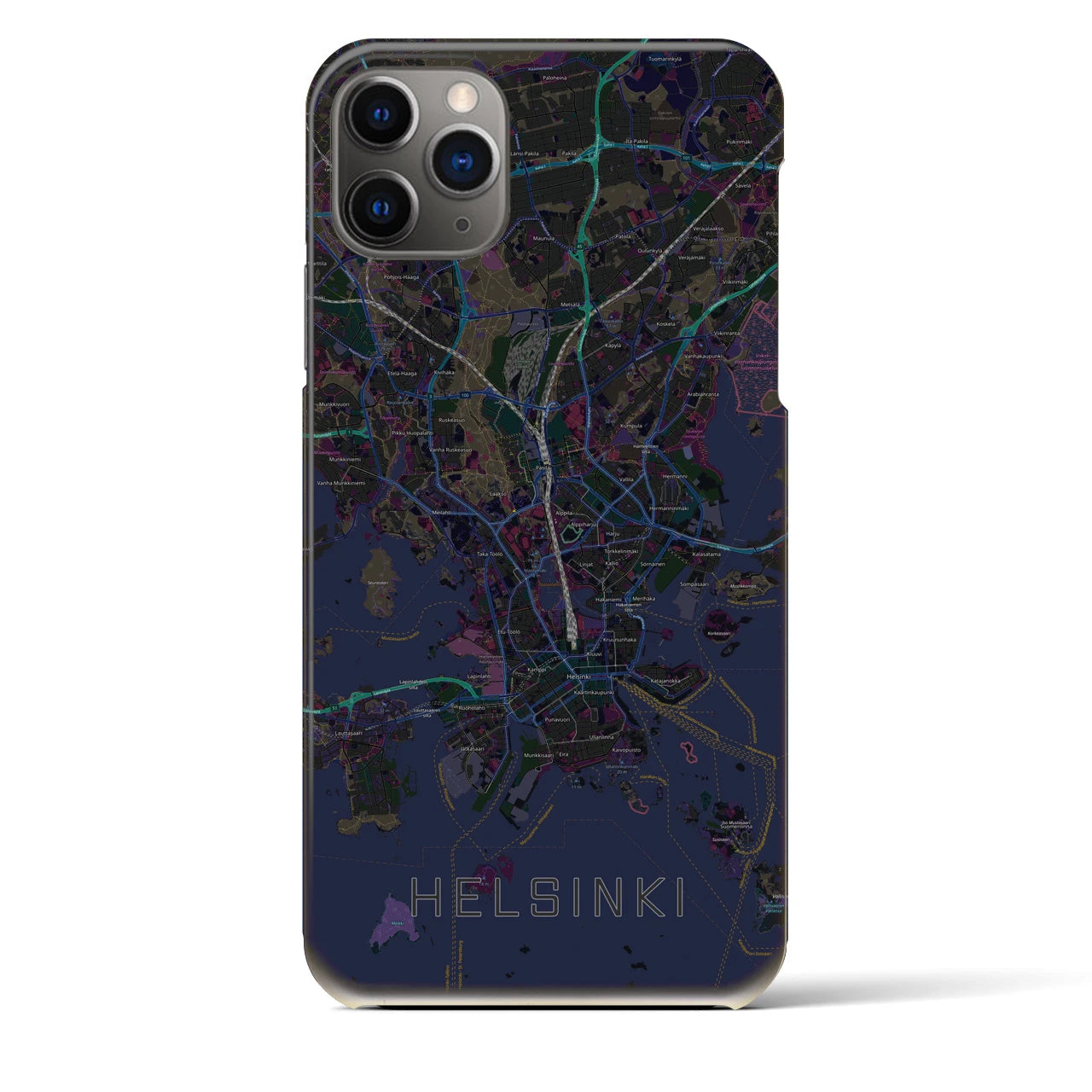 【ヘルシンキ(フィンランド)】地図柄iPhoneケース(バックカバータイプ)