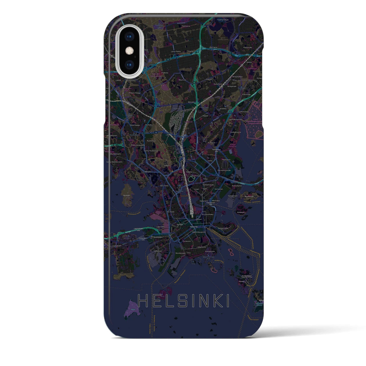 【ヘルシンキ(フィンランド)】地図柄iPhoneケース(バックカバータイプ)
