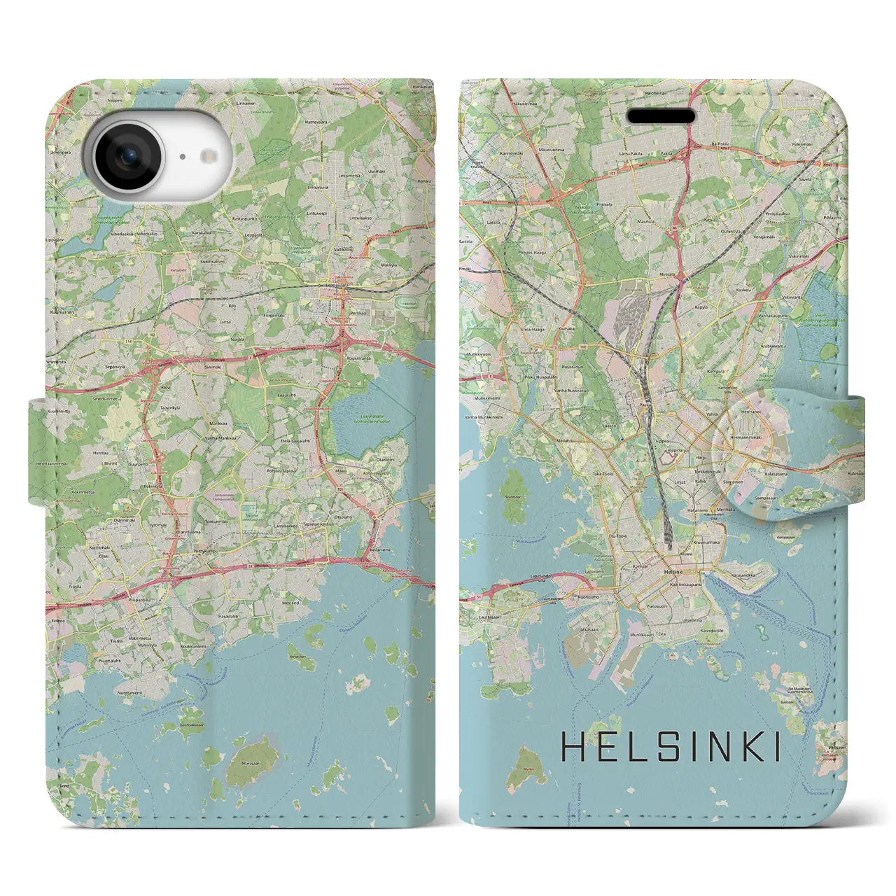 【ヘルシンキ(フィンランド)】地図柄iPhoneケース(手帳タイプ)