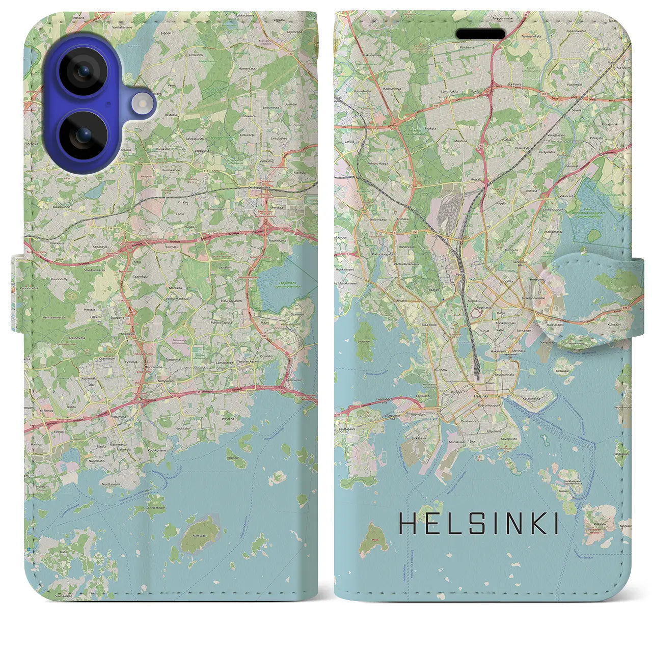 【ヘルシンキ(フィンランド)】地図柄iPhoneケース(手帳タイプ)ナチュラル・iPhone 16 Pro Max 用