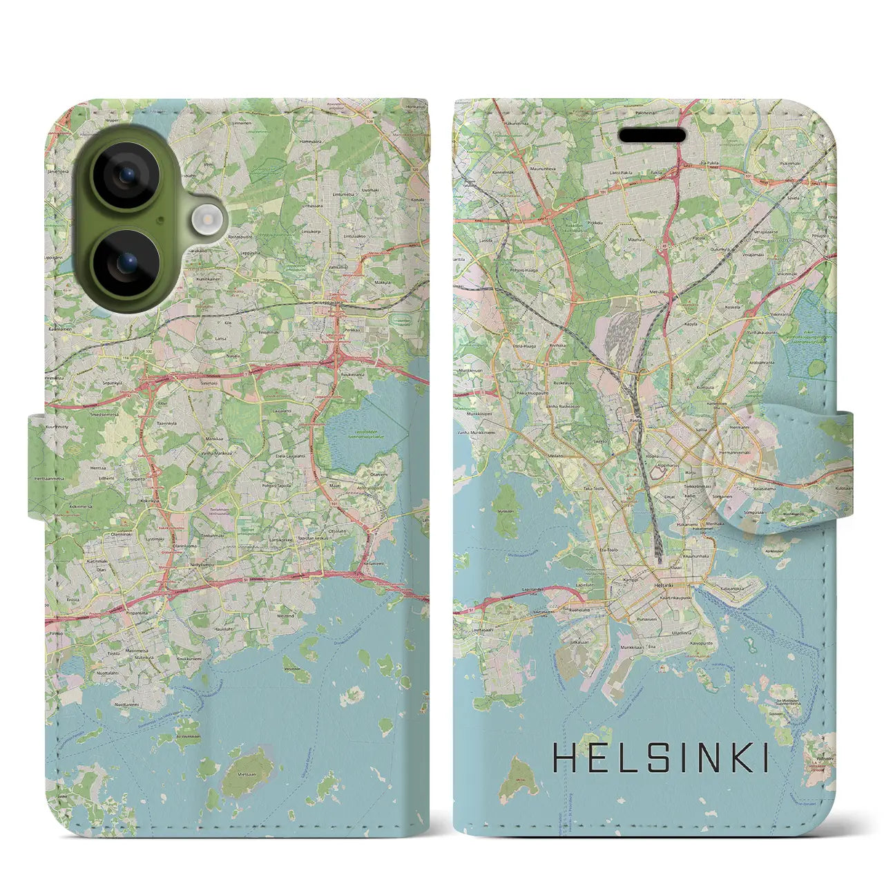 【ヘルシンキ(フィンランド)】地図柄iPhoneケース(手帳タイプ)