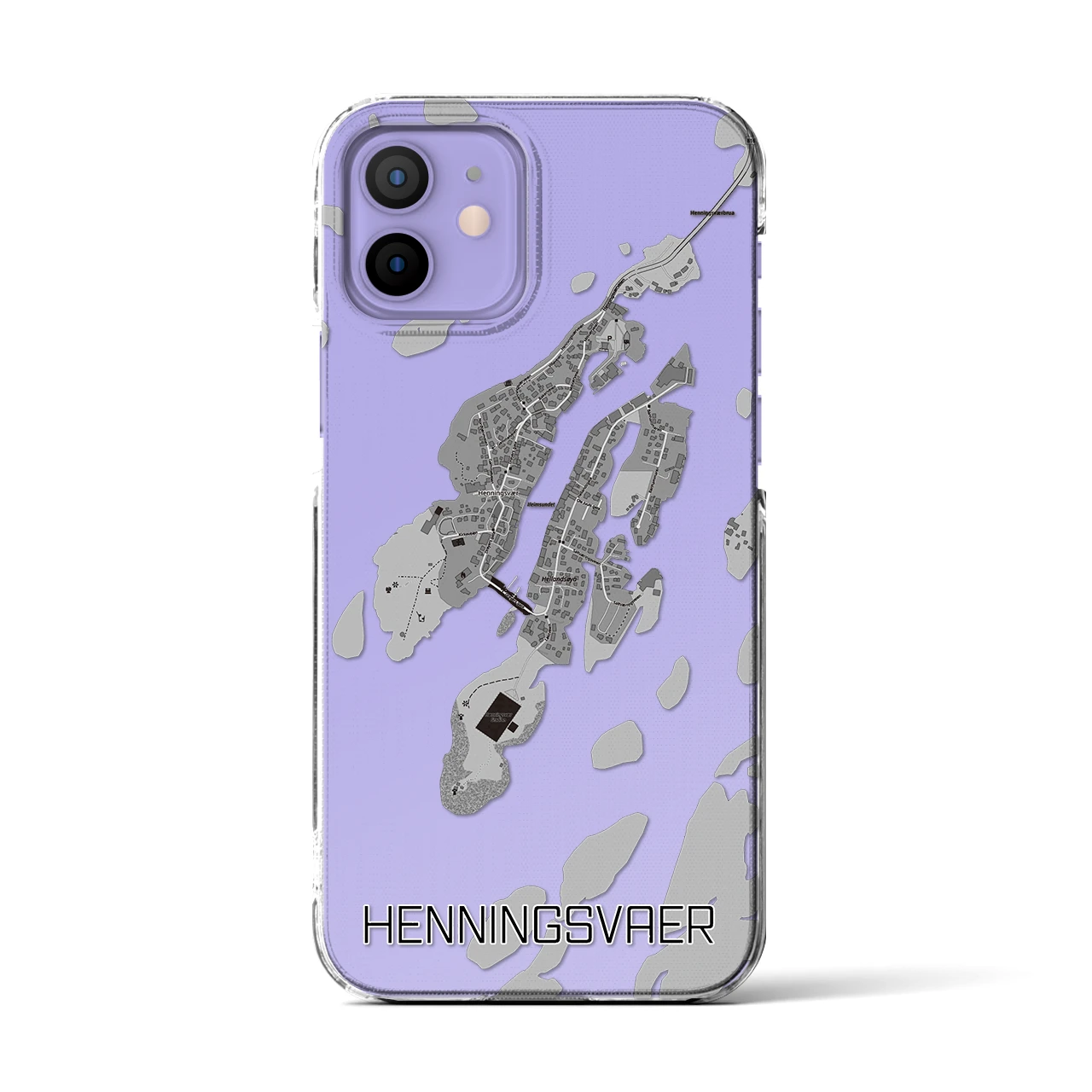 【ヘニングスヴァール(ノルウェー)】地図柄iPhoneケース(クリアタイプ)