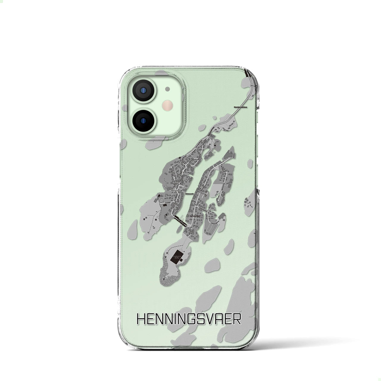 【ヘニングスヴァール(ノルウェー)】地図柄iPhoneケース(クリアタイプ)