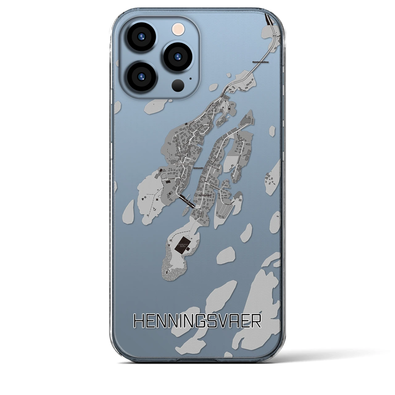 【ヘニングスヴァール(ノルウェー)】地図柄iPhoneケース(クリアタイプ)