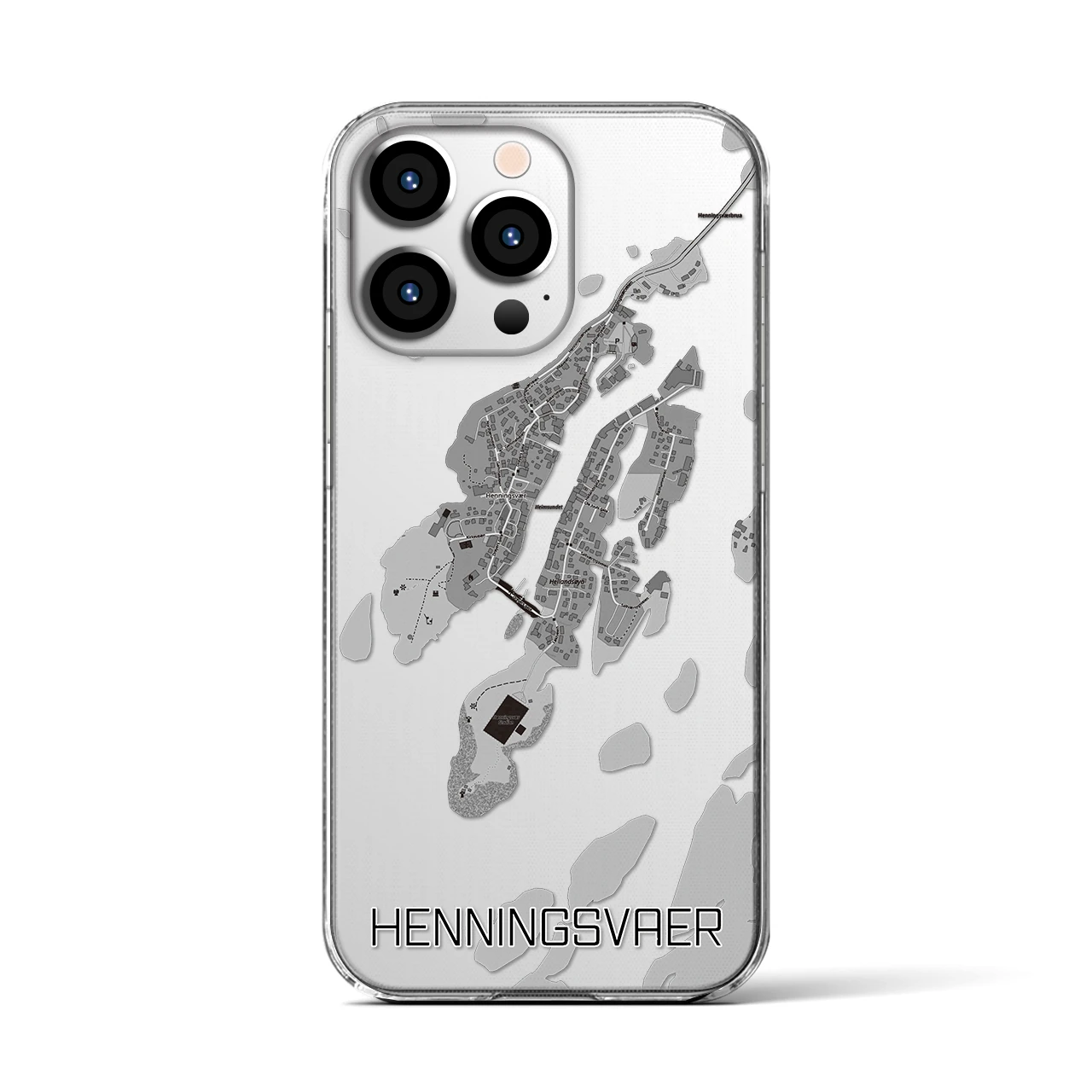 【ヘニングスヴァール(ノルウェー)】地図柄iPhoneケース(クリアタイプ)