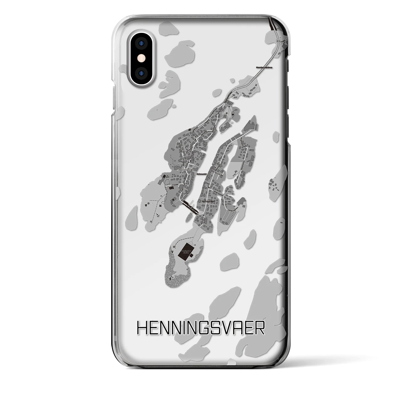 【ヘニングスヴァール(ノルウェー)】地図柄iPhoneケース(クリアタイプ)